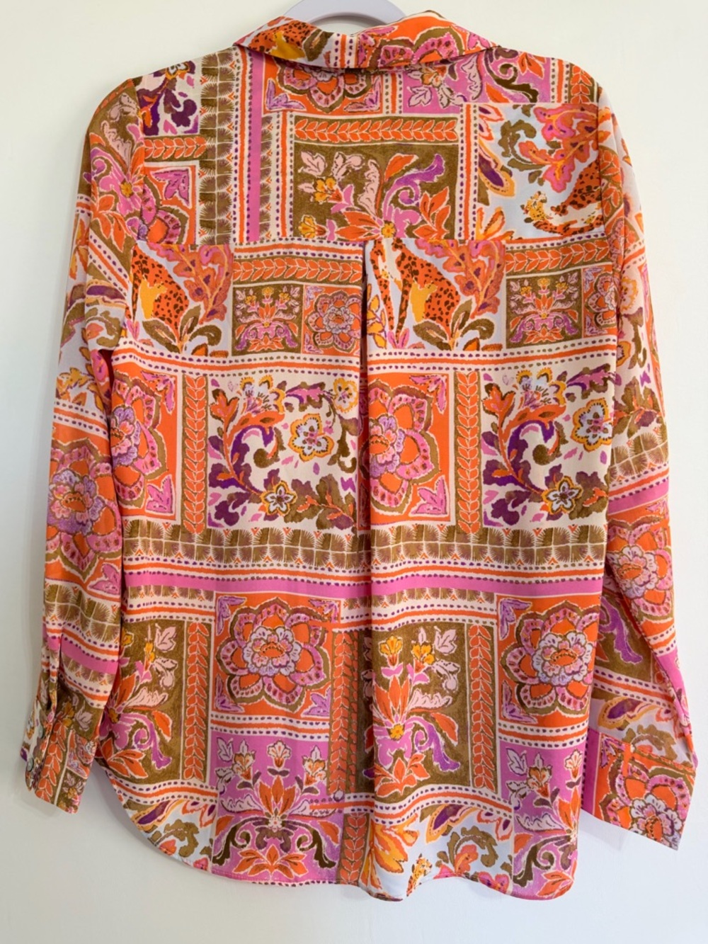Rose & Olive Pink and Orange Floral Blouse - Picture 3 of 3
